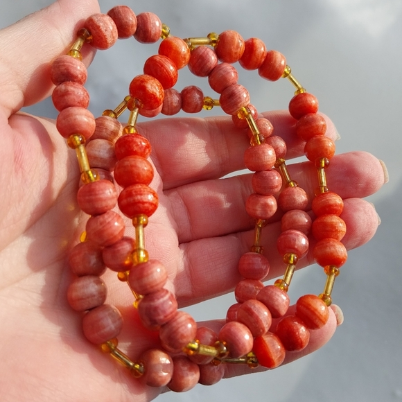 Elegant Argentinian Rhodochrosit Beaded Necklace - Picture 7 of 12